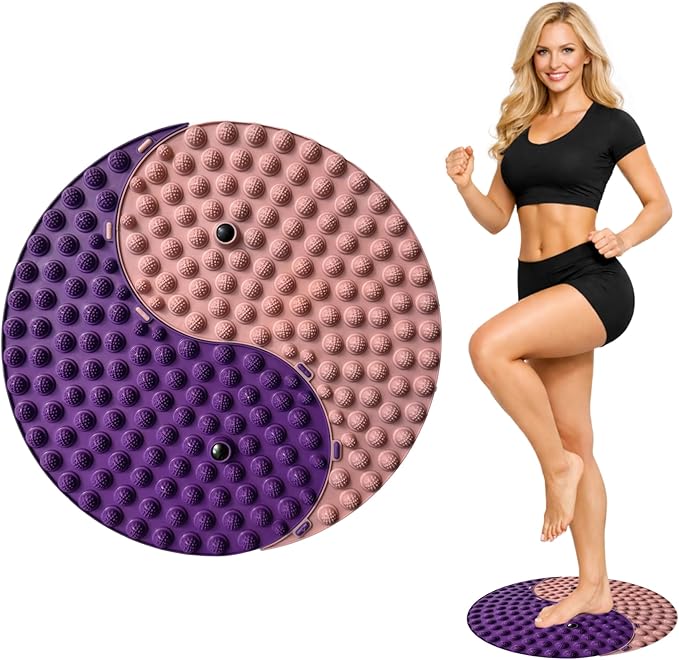 Foot Massager Mat, Yinyang Balance Tai chi Bagua Pattern with Magnetic Therapy, Acupressure Reflexology Mat for Daily Foot Relaxation and Pain Relief, Pink and Purple