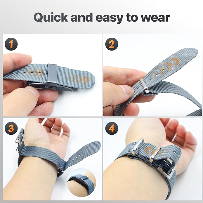 Nylon Replacement Strap Compatible with Hume Band - Breathable & Sweatproof Sport Loop for Hume Health Band - Metal Buckle & Loop Closure for Secure - Adjustable Wristband Strap for Fitness Tracker