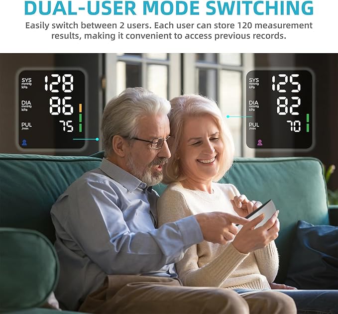 Upper Arm Electronic Blood Pressure Monitor, Adjustable Wide Range Cuff 8.5''-16.5'', Blood Pressure Monitor for Home Travel Use, Large LED Digital Display with 2×120 Memory