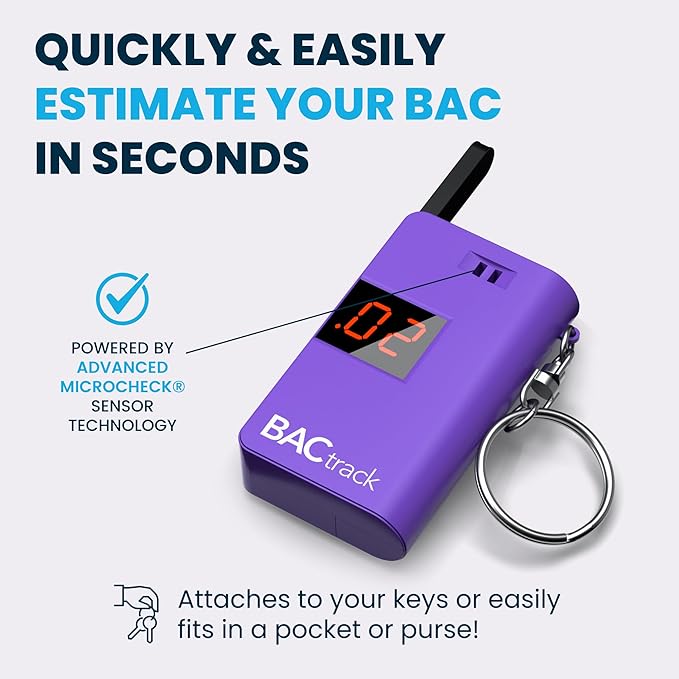 BACtrack Keychain Breathalyzer (Purple) | Ultra-Portable Pocket Keyring Alcohol Tester for Personal Use