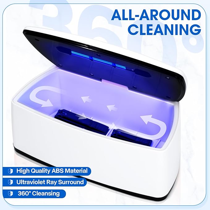 Nail Tools Sterilizer, Double Tube Blue Light Clean Function, USB Plug-In, 1l Large Capacity For Nail And Beauty Salon Tools, Jewellery, Glasses, Mobile Phone Sterilizer (White2)