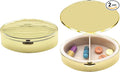 Set of 2 Oval-Shaped Pocket Purse Pill Box & Organizer with Dual Compartments (Gold Waves)