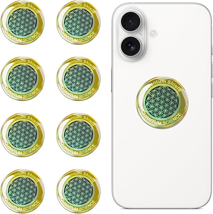 8 Pieces of Cell Phone Protection Neutralizers Stickers, Blockers Equipment Stickers for All Phones Tablets Laptops Computer WiFi All Devices Flower of Life-Gold