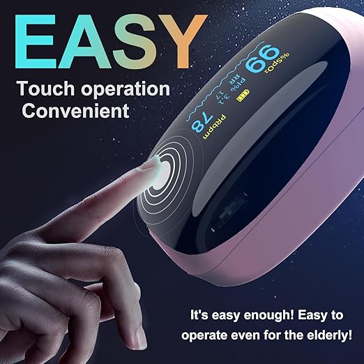 Fingertip Pulse Oximeter with Respiration Rate Monitoring, SpO2, Heart Rate, PI & RR Measurements, Blood Oxygen Rechargeable OLED Display with 6 Modes & 4-Way Rotatable Screen (Pink)