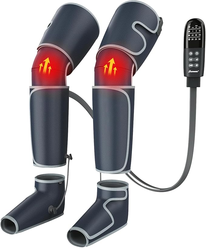 SLOTHMORE Leg Massager for Circulation and Pain Relief, Air Compression Foot Massager with 3 Heat Levels 4 Modes, 4-in-1 Foot Calf Knee & Thigh, Knee Heating Therapy, Gift for Mom Dad