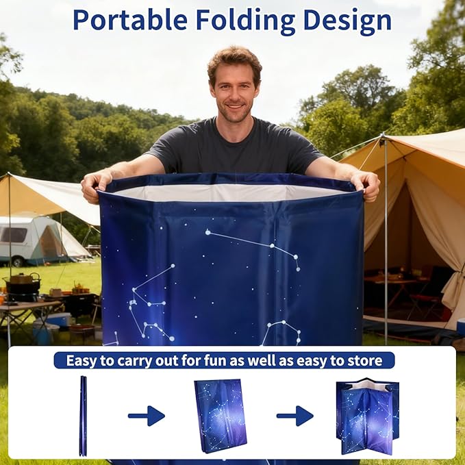 Foldable Bath Tub for Adults, Large Foldable Hot Cold Plunge Tub for Recovery, Collapsible Hot Ice PlungeTub Suitable for Home Outdoors Gyms (Planet purple 80- insulation set)