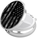 Black Camo American Flag Pill Case, Pill Box 3 Compartments Metal Small Pill Holder with Mirror Mini Travel Pill Container for Purse Pocket Women Men
