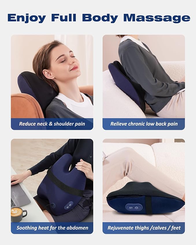Shiatsu Neck and Back Massager with Heat, Neck and Shoulder Massagers, Deep Tissue Kneading Massage Pillow for Lower Back, Shoulder, Leg Muscle Pain Relief, Relax Christmas Gift for Woman Man Dad Mom