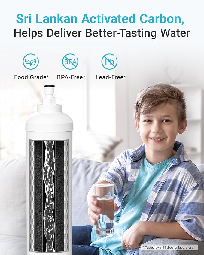 AQUACREST GXRTQR Inline Water Filter, NSF Certified, Compatible with GE GXRTQR, GXRTQ System, Reduces Chlorine, Fluoride, Limescale and More, For Refrigerator, IceMaker, RVs (2 Filters)