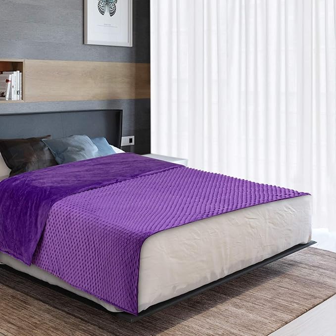 Acdyion Weighted Blankets Removable Duvet Cover for Adults Queen Size (60"x80"),Heavy Blanket Duvet Cover with Soft and Comfort Minky with 12 Ties,Machine Washable Soft Weighted Blanket Cover (Purple)