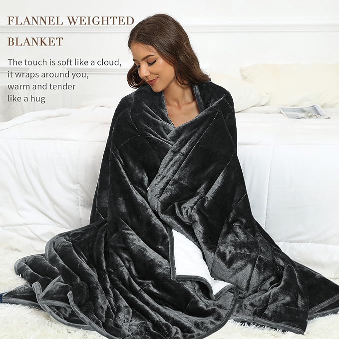 Alomidds Sherpa Fleece Weighted Blanket 12 lbs for Adults,Weighted Blankets with Ultra-Soft Fleece and Sherpa,Cozy Plush Sherpa Fleece Blanket for Sofa Bed, 48 x 72 inches,Dark Grey