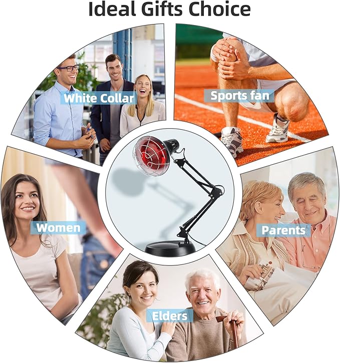 Infrared Red Light Therapy with Sturdy Base, Heat Lamp Device with 150W Bulb, Adjustable Near Infrared Light Heat Lamp Set for Body Neck Shoulder Joints Back Pain Relief