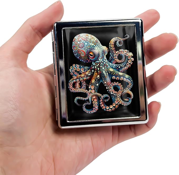 8-Compartment Pill Box Organizer Portable and Stylish Medicine Case, Versatile Storage for Medication - Ideal Travel Accessory & Unique Gift Idea (Mystical Octopus)