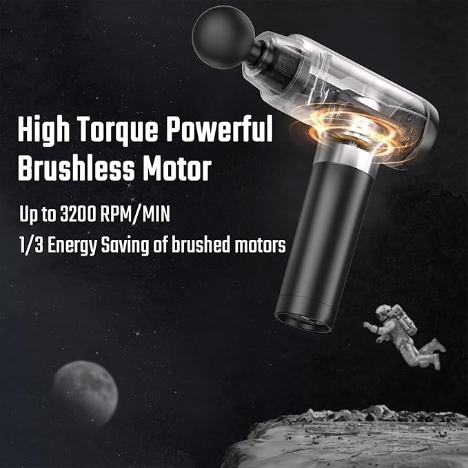 cotsoco Massage Gun with Heat Head, Muscle Massage Gun Deep Tissue Back Massager for Pain Relief, 20 Speeds Handheld Electric Massager Tool with Silent Brushless Motor, Gym Office Home Travel Use