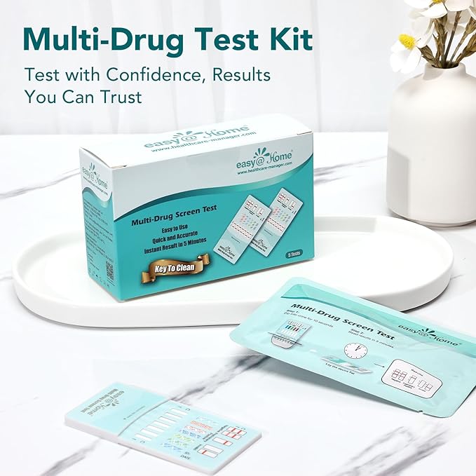 Easy@Home Multidrug Screen Test - At Home Urine Drug Testing Kits For All Drugs Detects Marijuana(THC), Cocaine(COC), Morphine(MOR/OPI 2000), Oxazepam(BZO), Amphetamine(AMP), MET, MDMA#EDOAP-174-5Pack
