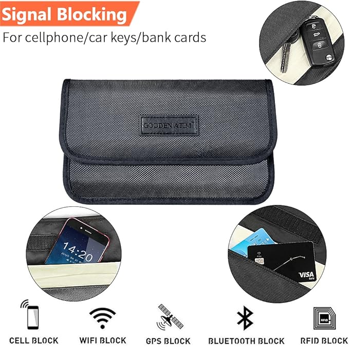 Larger Faraday Pouch[2 Pack&9.4x5.5in Size for All Phones], Faraday Bag Cage, RFID Signal Blocking Bag for Phones Privacy Protection and Car Key FOB, Anti-Tracking (Upgraded)