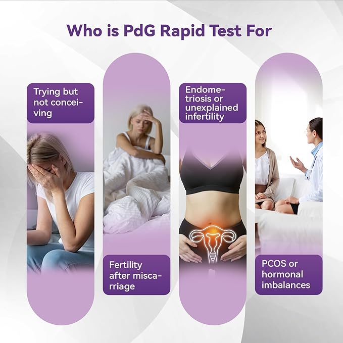 PdG Test Strips for Women 5 Packs, Up to 96% Detection Accuracy, Professional-Grade & Lab-Tested Precision, At-Home Fertility Ovulation Test, Progesterone Urine Test, Individually Wrapped