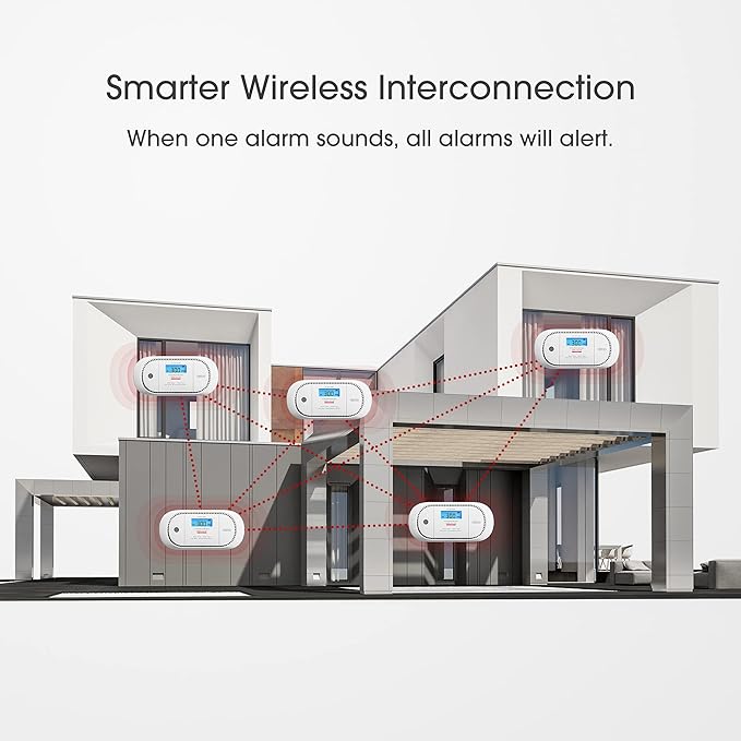 X-Sense Wireless Interconnected Carbon Monoxide Detector, Replaceable Battery Powered CO Alarm with Digital Display and Peak Value Memory, XC01-WR