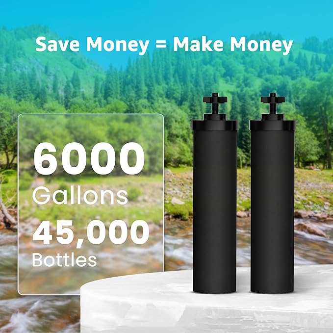 AQUA CREST NSF/ANSI 42&372 Standard Water Filter, Replacement for Berkey® Gravity Water Filter System, Berkey® BB9-2® Black Filters & PF-2® Fluoride Filters