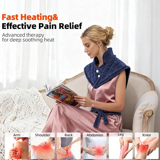 Heating Pad for Neck, Shoulders and Back, 24"x37" Large Weighted Electric Heated Pad with 9 Heat Settings & 4 Timer Options, Auto Shut-Off, Machine Washable Grandmother Birthday Christmas Women Gift