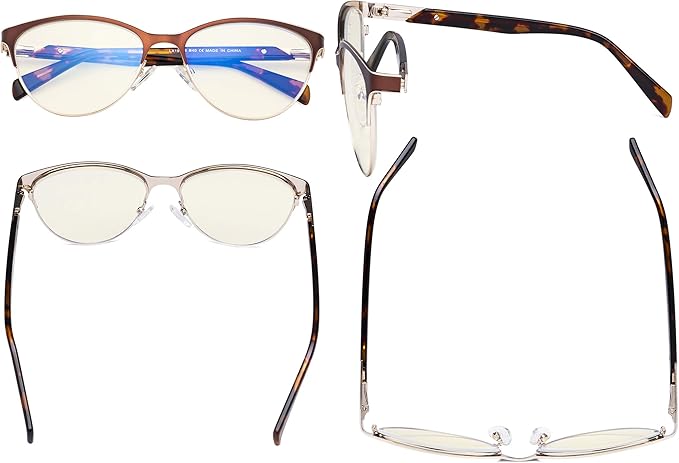 Eyekepper Ladies Cateye Blue Light Filter Glasses - Digital Eyegalsses Blocking Computer Screen UV Rays - Anti Glare Filter Reduce Eye Strain - Brown