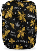 Pill Case Pill Travel Organizer 7 Day Weekly Medicine Pill Box Gold Bee Sweet Small Cute Compact Size Vitamin Container Pill Bottle Portable Birth Control Pill Holder Bag with Zipper