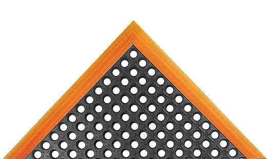 Notrax - 549S3840OB NoTrax Rubber 549 Safety Stance Anti-Fatigue Drainage Mat, for Wet Areas, 38" Width x 40" Length x 7/8" Thickness, Black/Orange