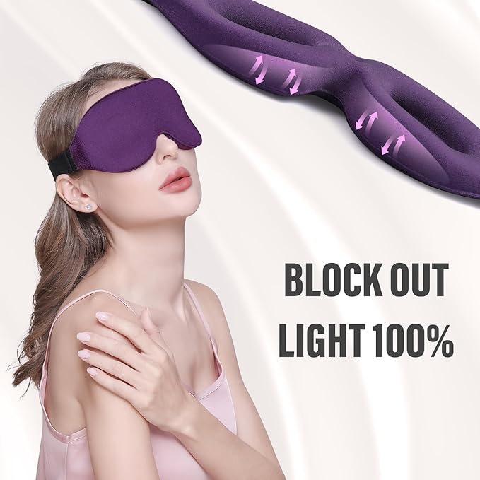 Sleep Mask (Purple & Blue) for Men Women, Complete Light Blocking 3D Eye Mask for Sleeping Night Blindfold, Relaxing Zero Pressure Eye Cover