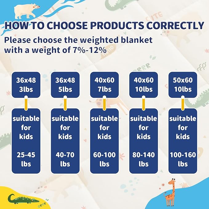 anfie Weighted Blanket Kids (48"x72" 6lbs), Weighted Blanket Cooling Blanket for Sleeping,Throw Size Breathable Blanket with Premium Glass Bead(Beige Animal)