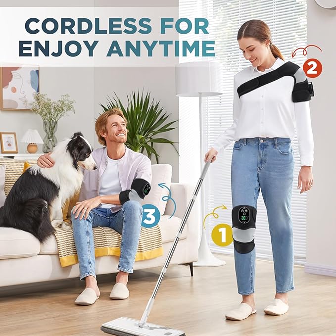 2-Pack Cordless Heated Knee Massager, Knee Heating Pad for Pain Relief, Heated Knee Wrap, 6 Heat Levels, 3 Vibration Modes & Timer, Adjustable Heaing Pad Wrap for Knee, Shoulder