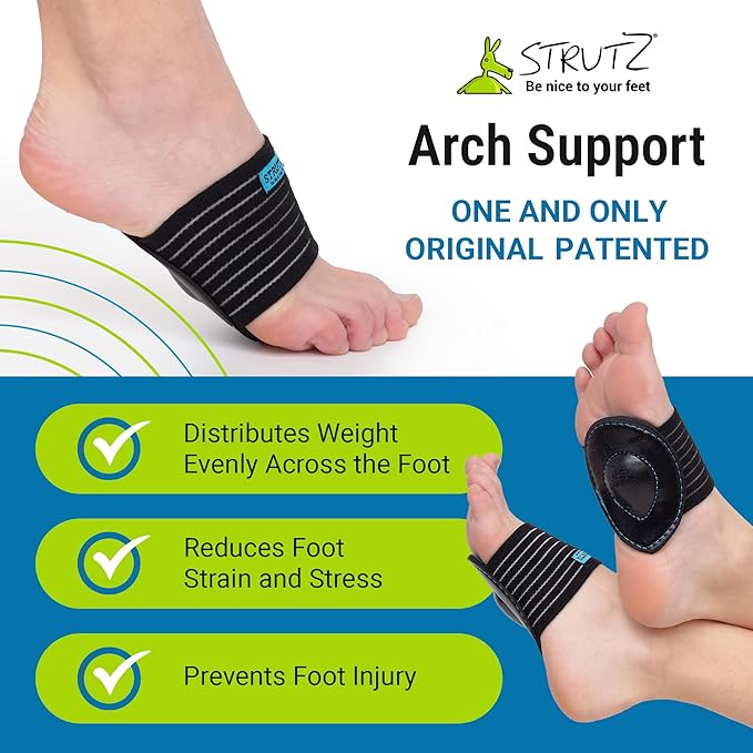 Strutz 2 Pack Sole Angel - The Original Patented Arch Support and Compression Technology - Plantar Fasciitis Support - Ease Discomfort and Improve Mobility - Metatarsal Foot Pads for Women and Men