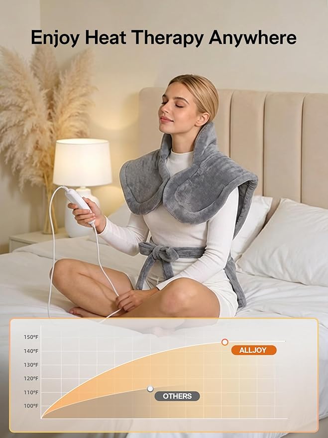 ALLJOY Heating Pad for Back Pain Relief, 24"x33" Weighted Heating Pad for Neck and Shoulders and Back, Gifts for Women Men, Neck Heating Pad Fast-Heating with 6 Settings, Auto Shut-Off