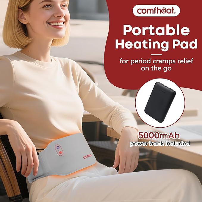 Portable Infrared Heating Pad for Period Cramps Pain Relief, Ultra Thin Cordless Menstrual Relief Abdomen Belly Heat Belt Wearable Heating Pads, Gift for Women Girl Mom