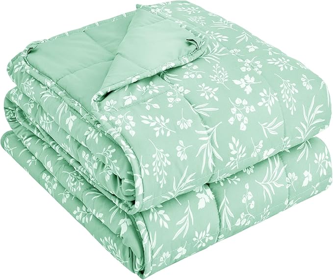 yescool Weighted Blanket for Adults (20 lbs, 48" x 72", Cyan) Cooling Heavy Blanket for Sleeping Perfect for 140-160 lbs, Twin Size Breathable Blanket with Premium Glass Bead, Machine Washable