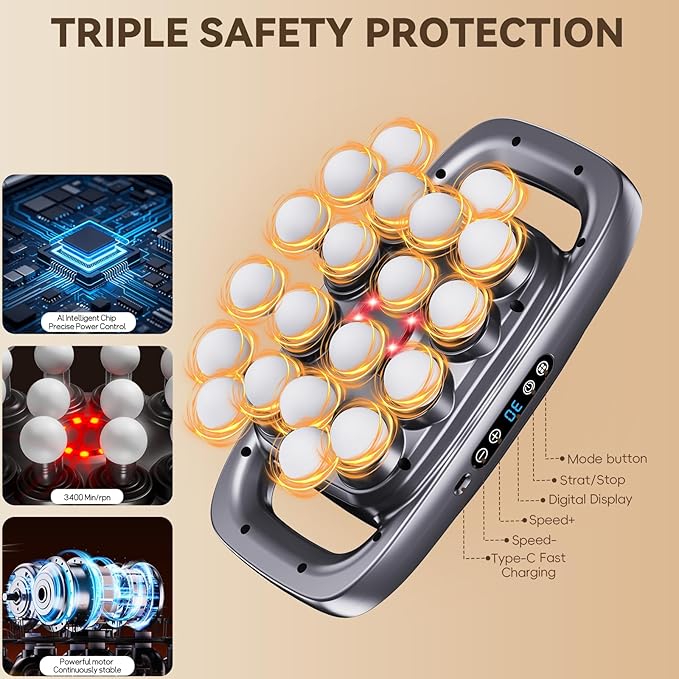 20-Head Massage Gun,2026 Upgrade Deep Tissue Percussion Massager with 3 Modes 30 Intensities, Quiet Muscle Tension Release Electric Massage Tools for Back, Shoulders, Legs