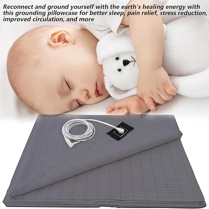 Grounding Sheet 28x52in Soft Sheet Breathable Grounding Bed Sheet with Cable Conductive Foldable Mat for Better Sleep Stress Relief, Sheet, Standard, Style 1