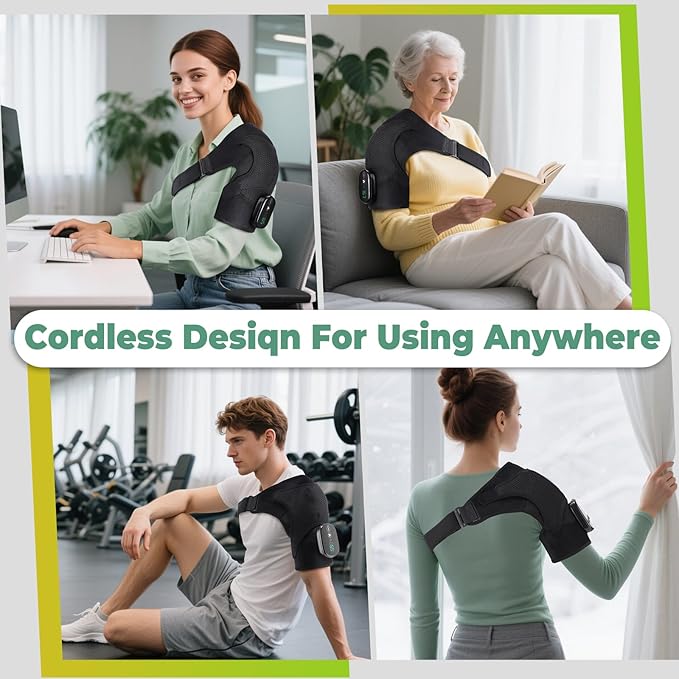 Shoulder Heating Pad with Massage, FSA Eligible Items List, Shoulders Massager for Pain Relief, Left Right Heated Shoulder Wrap for Rotator Cuff & Shoulder Brace Support, HSA Approved Products Only