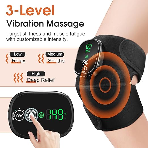 Cordless Knee Massager with Heat and Red Light, Knee Heating Pad for Knee Pain, Knee Massager for Pain Relief, 3 Heat Levels, 3 Massage Modes, 5000mAh Battery
