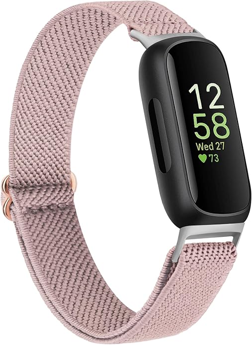 Vancle Elastic Bands for Fitbit Inspire 3 Bands Women, Breathable Adjustable Replacement Stretchy Nylon Loop Wristband Sport Straps Compatible with Fitbit Inspire 3 Fitness Tracker