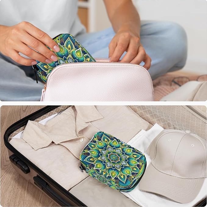 Boho Mandala Pattern Pill Case Everyday Travel, 7 Day Weekly Medicine Pill Box Compact Portable Pills Bottle Organizer with Zipper for Daily Vitamin Medicine Holder Bottle Organizers Bag
