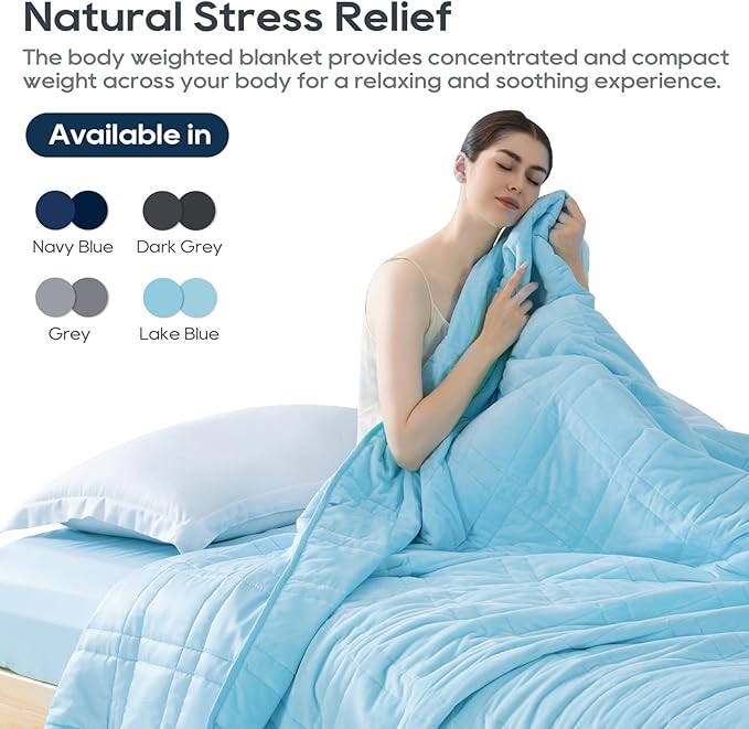 King Size Weighted Blanket 35lb(88''x104'', Dual-Sided), Cozy Warm Velvet & Cooling Tencel Fabric Reversible King Weighted Blanket for Adults & Couple All Season Use - Carry Bag Included, Lake Blue