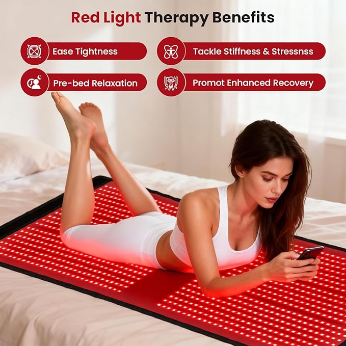 nalax Red-Light Therapy Mat for Body: 66.5''X31.5'' Foldable Infrared Red Light Therapy Pad with 90min Timer Setting - 660nm & 850nm Home Light Therapy for Neck Back Legs Knee Recovery with 1140 LEDs