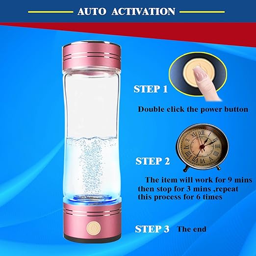 Hydrogen Water Bottle Maker Machine Hydrogen Water Generator Ionizer with SPE and PEM Technology (Light Pink)