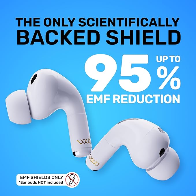 EMF Shield Sticker for AirPods – Lab-Tested Electromagnetic Wave Reduction, Made in USA, Patented for 5G & Wireless Devices, Works with All Short Stem AirPods 2nd/ 3rd/ 4th Gen – WaveBlock (2-Pack)