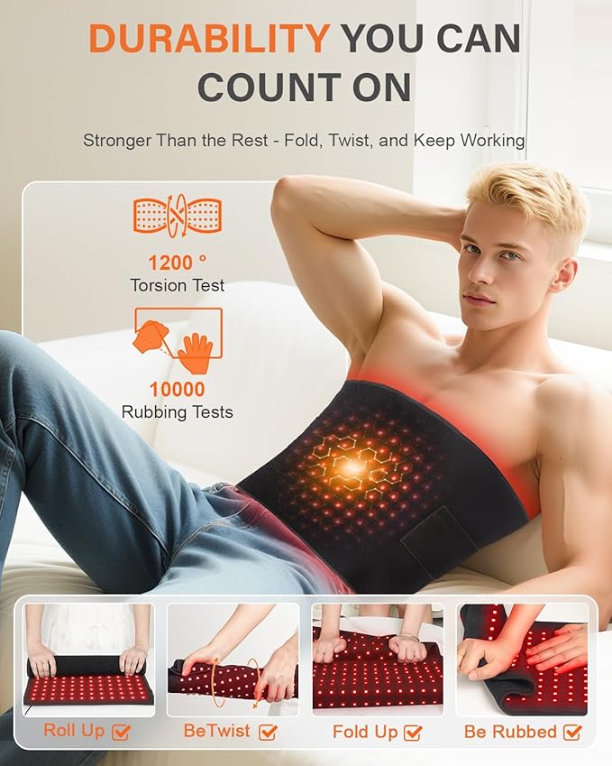 Red Light Therapy for Body, 34.3" x 15.9" Red Light Therapy Mat, 406 LEDs 660nm & 850nm Infrared Therapy Light Pad Blanket with Smart Temp & Timer for Back Belly Shoulder Muscle Pain Relief