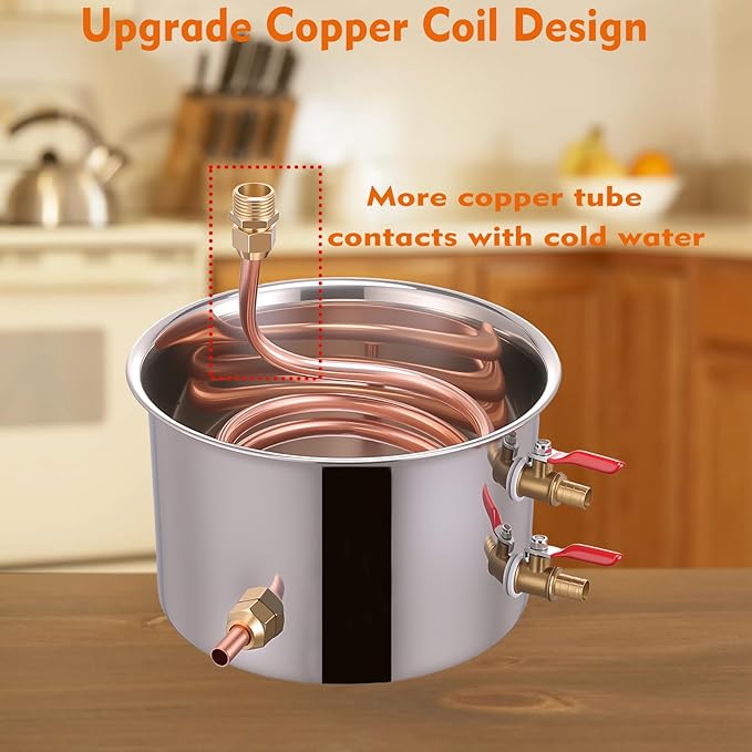 Shine Still 8 GAL 3 Pots Distillery Kit Stainless Steel Copper Tube Complete with Thumper Water Pump Metal Thermometer Airlock Brew Bag Proof Parrot Alcoholmeter Test Kit for Whiskey, Brandy etc.