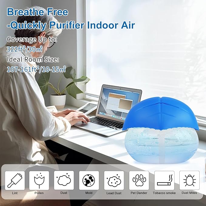 Water-Based Purifier Air Washer, Air Revitalizer & Freshener, Air Fresher with 7 LED Color Changing Light for Rooms (Blue)