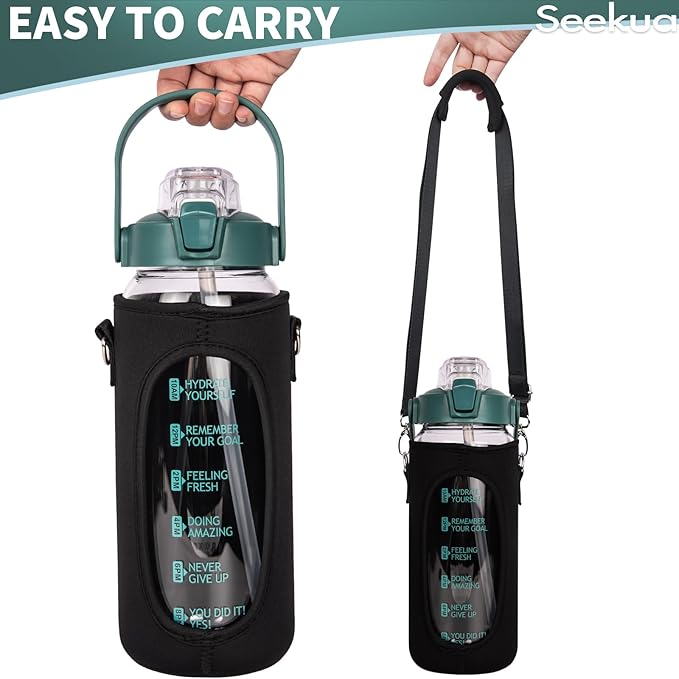48 oz Glass Water Bottle with Straw and Time Marker, Large Motivational Borosilicate Glass Drinking Bottle with Silicone Boot and Sleeve