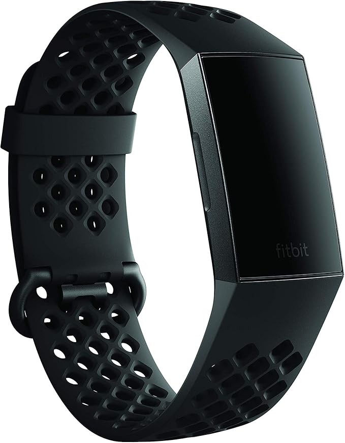 Fitbit Charge 3 Accessory Band, Official Fitbit Product, Sport, Black, Small