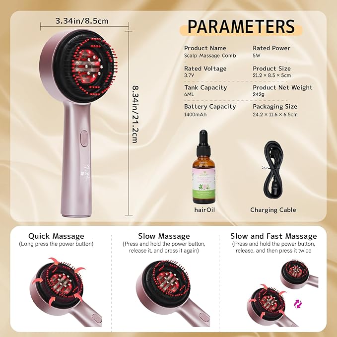 3 in 1 Scalp Massager Hair Growth Hair Oil Applicator,Electric Scalp Brush for Home,IPX7 Waterproof Electric Head Massager,Pink